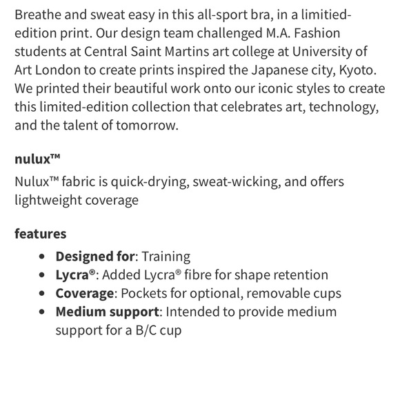 Lululemon Energy Bra *Central Saint Martins Nulux - Picture 7 of 7